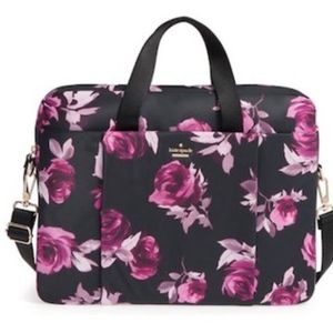 Kate Spade Blk/Mauve Rose Print Laptop Bag